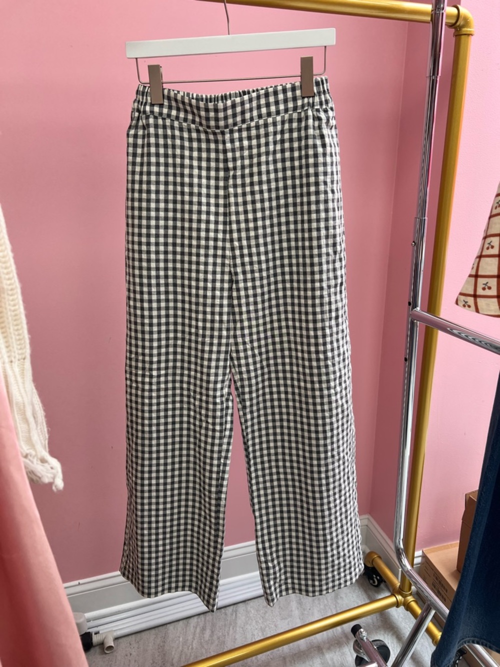 Black and White Gingham Womens Pants